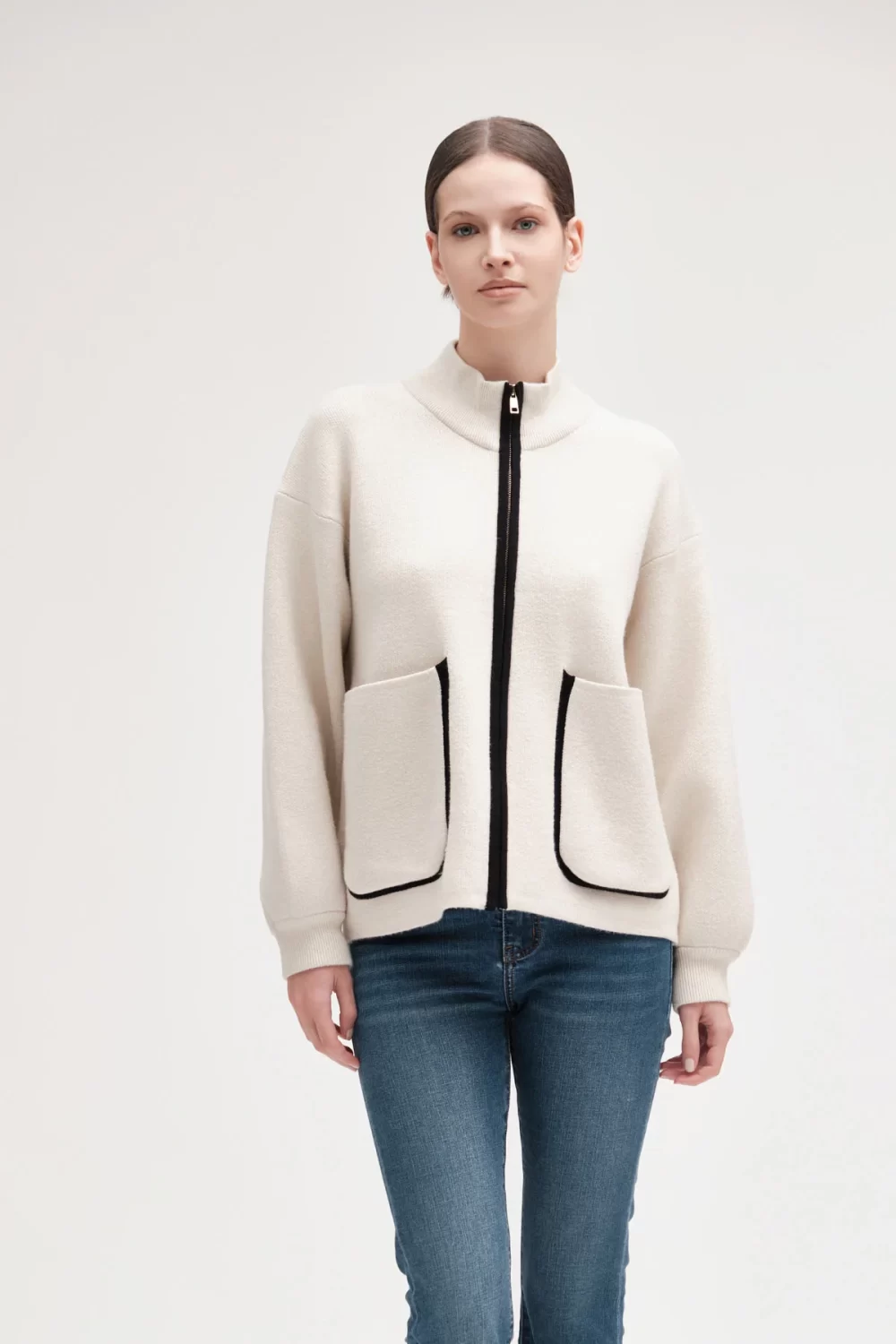 GIUBBINO ZIP E TASCONI BICOLORE FIN.5 VISCOSA – DGF5609