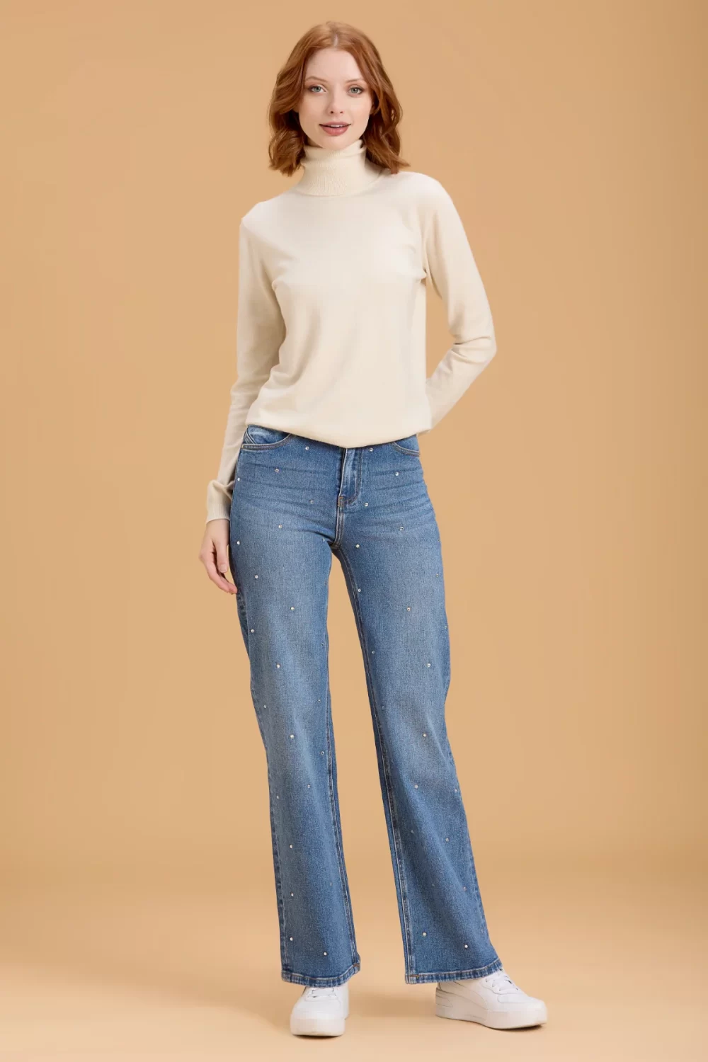 JEANS FLARE PALAZZO CON STRASS TEX COMFORT – DGF5819