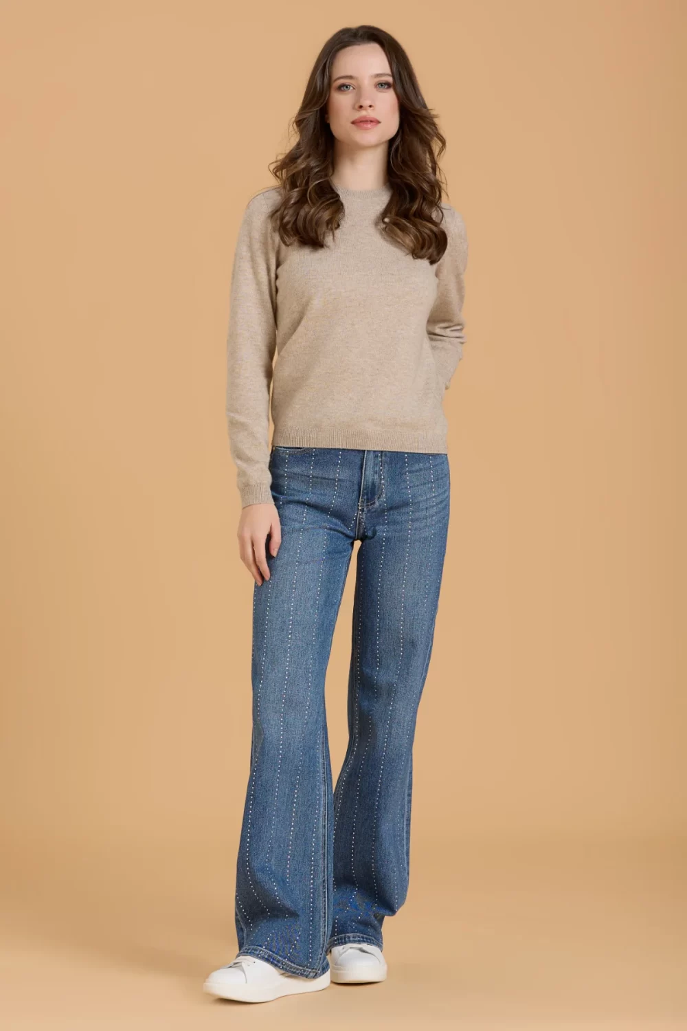 JEANS FLARE CON RIGHE E STRASS TEX COMFORT – DGF5820