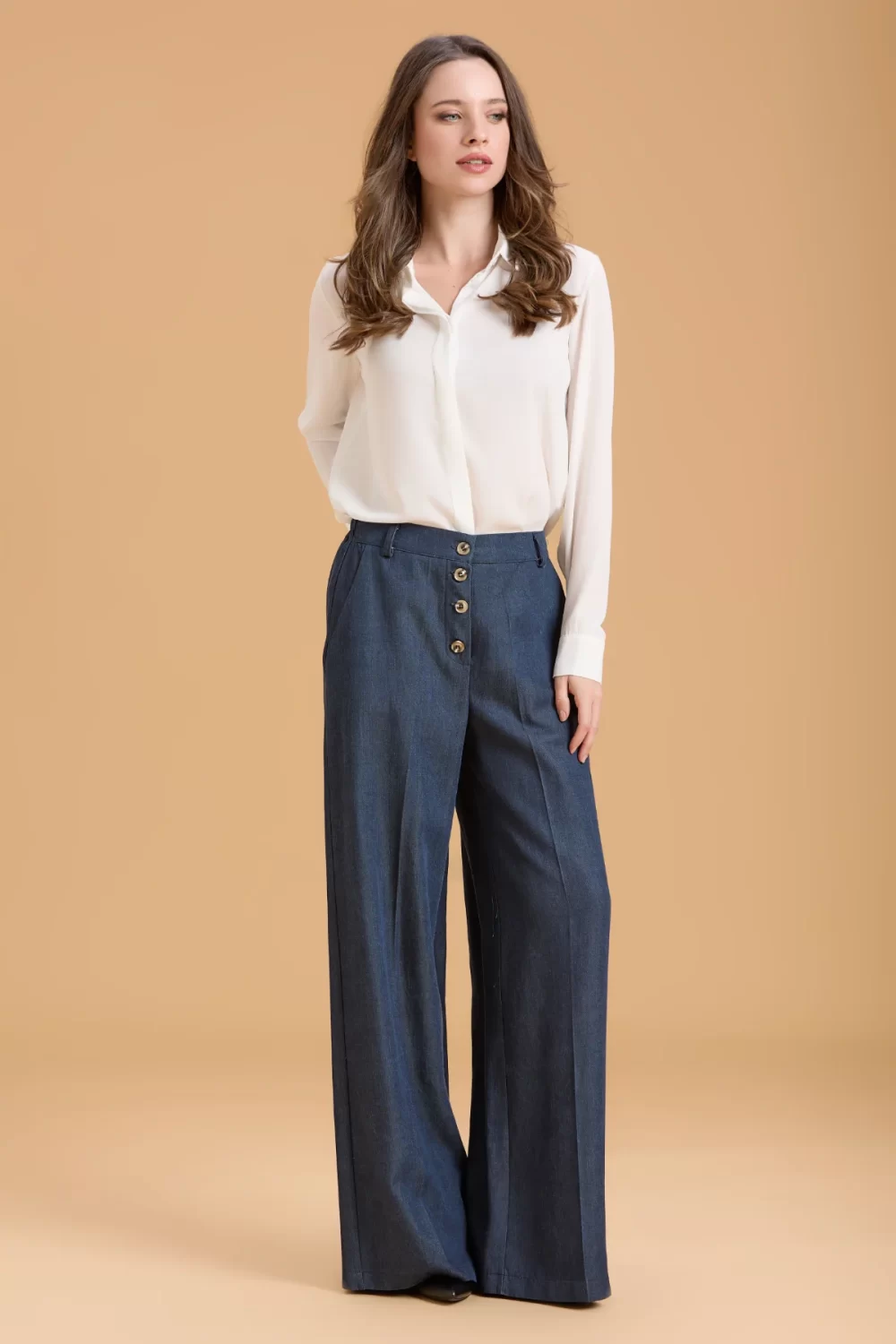 PANTAPALAZZO CON BOTTONI BABILION TENCEL – DGF5993