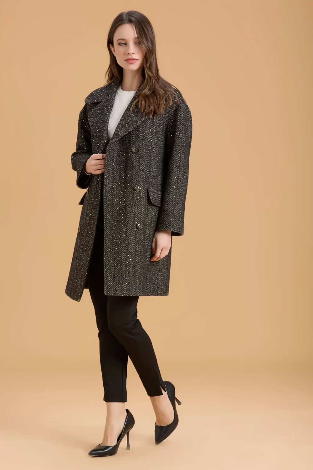 CAPPOTTO DOPPIOPETTO SPIGATO E PAILLETTES – DGF6069