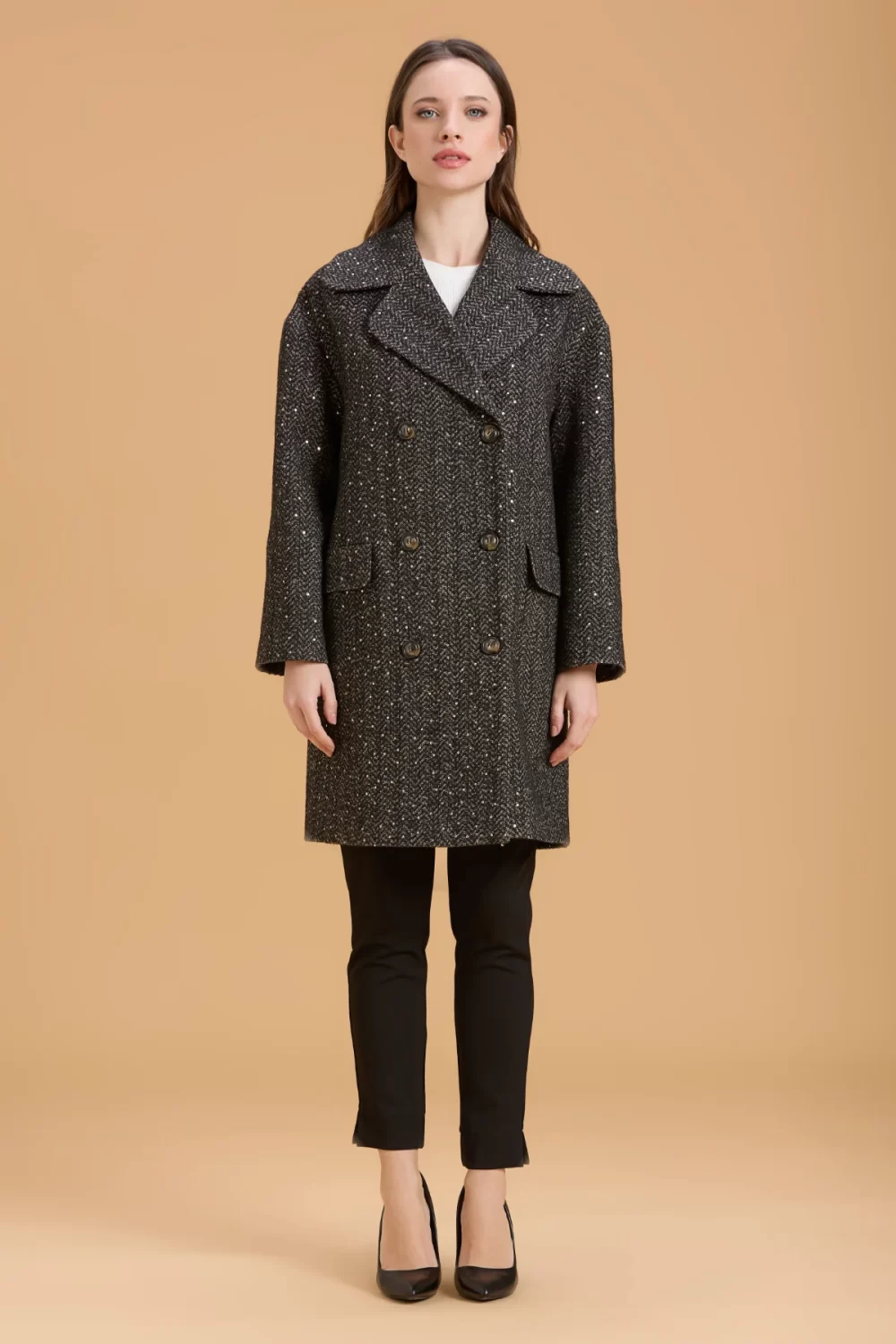 CAPPOTTO DOPPIOPETTO SPIGATO E PAILLETTES – DGF6069