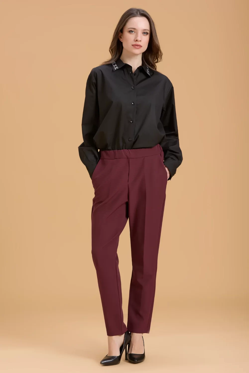 CAMICIA OVER CON APPLICAZIONI COLLO – DGF6101