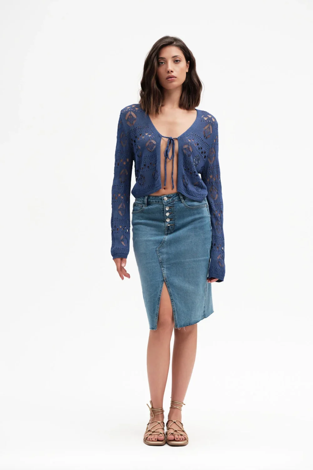 CARDIGAN LAVORATO CON LACCETTO – DGP7660