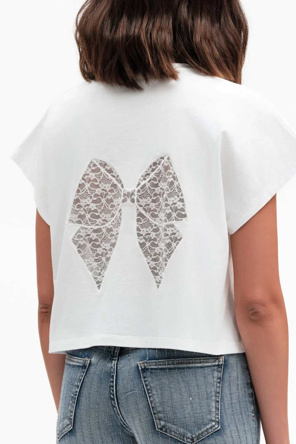 TSHIRT CON FIOCCO PIZZO COTONE – DGP7810