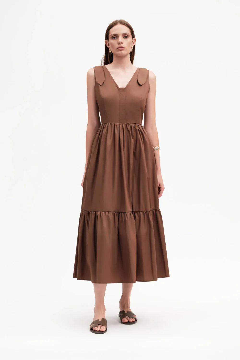 ABITO LUNGO SCOLLO A V POPELINE – DGP8027