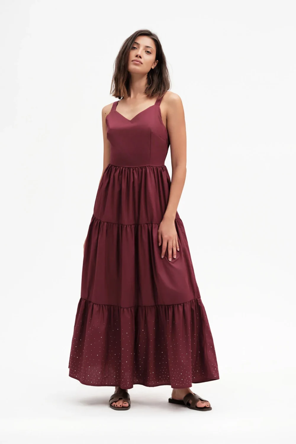 ABITO LUNGO BRETELLA STRASS POPELINE – DGP8043