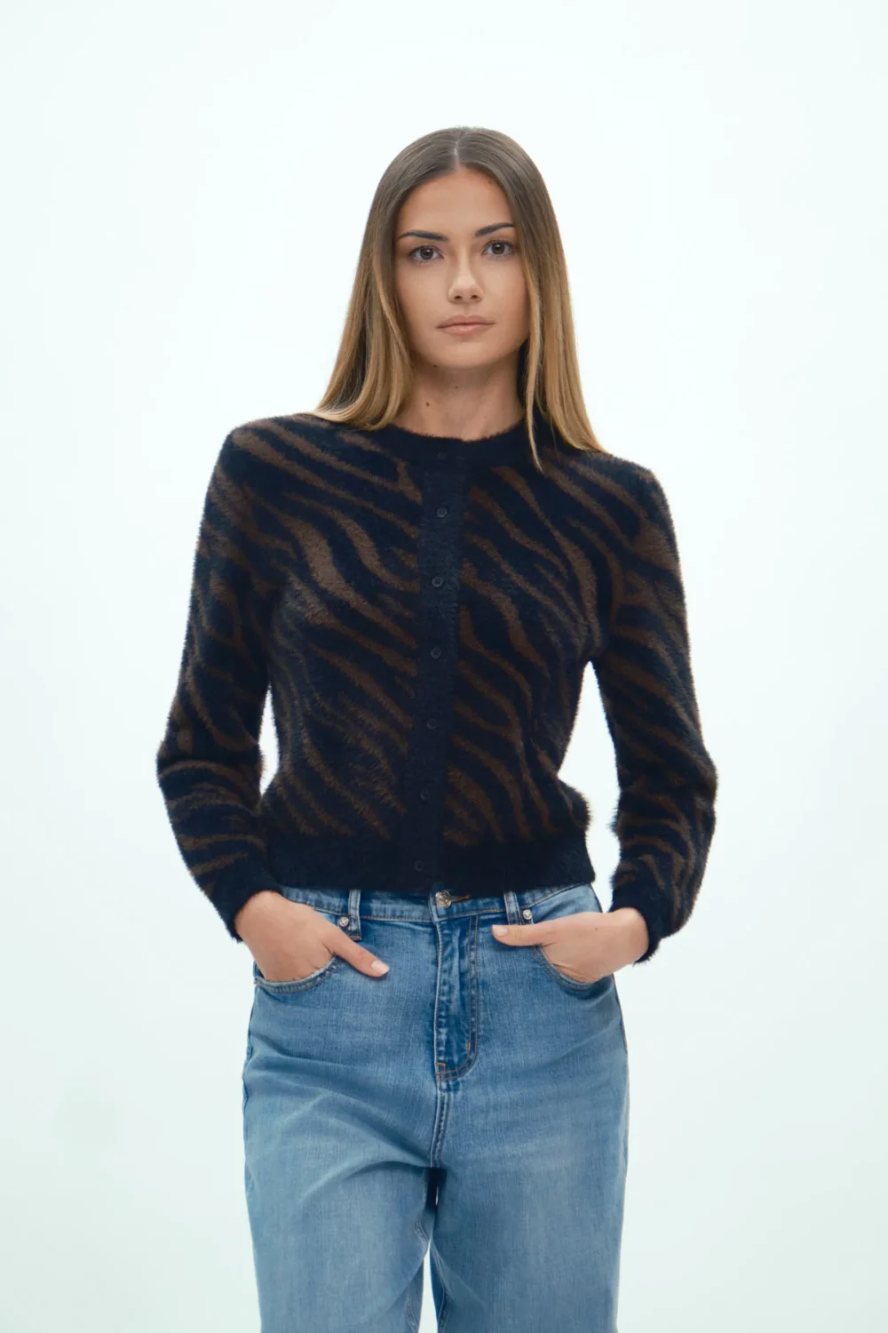 CARDIGAN ZEBRATO CON LUREX – DGF7003