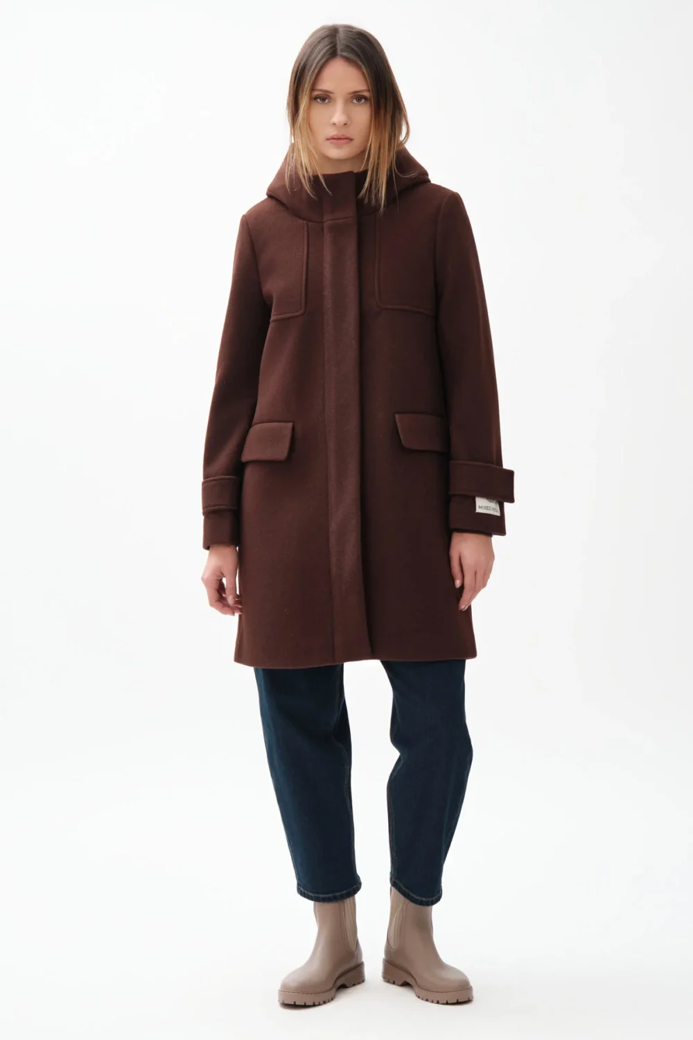 CAPPOTTO CON ZIP E CAPPUCCIO MISTO LANA – DGF6834