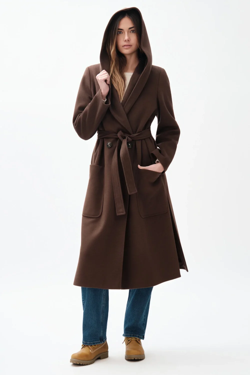 CAPPOTTO CON CINTA E CAPPUCCIO CDH – DGF7358