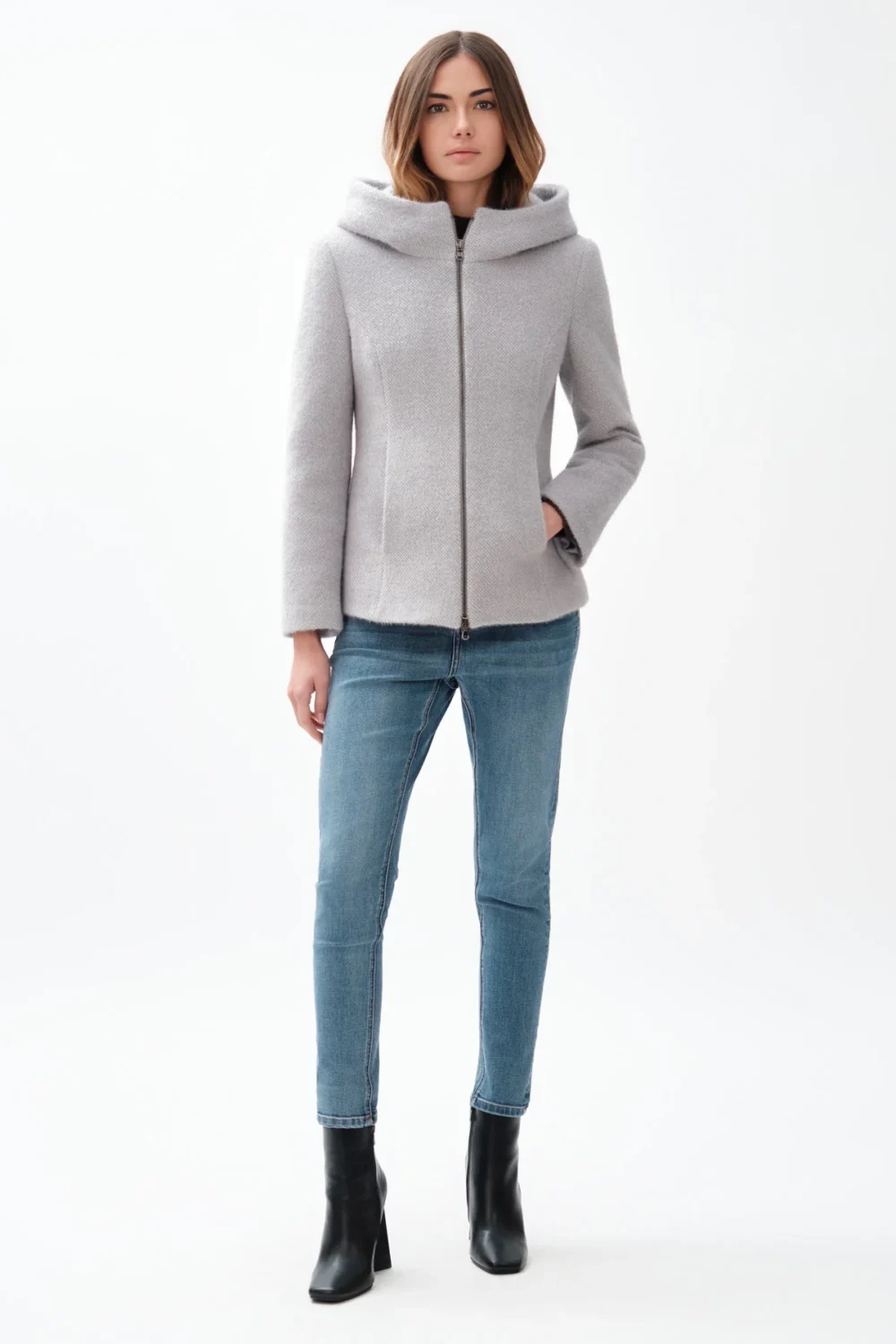 CAPPOTTO CORTO ZIP E CAPPUCCIO SME001 – DGF7408