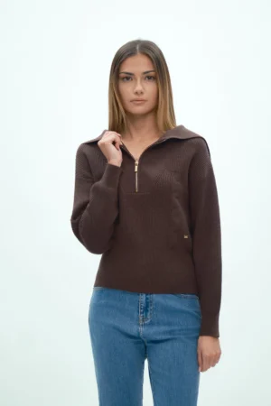 MAGLIA CON MEZZA ZIP E TRECCE VISCOSA FIN 7 - DGF6935