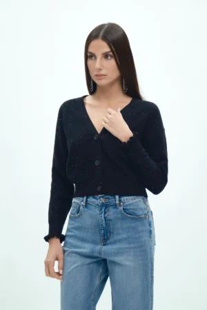 CARDIGAN CON RICCETTI MICRO PAILLETTES FIN 7 - DGF6952
