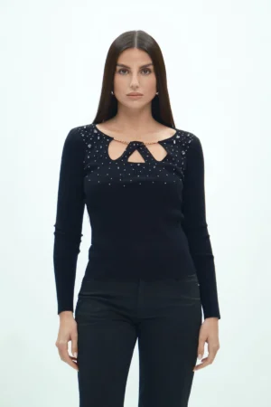 MAGLIA A COSTE CATENA E APPLIC VISCOSA FIN 12 - DGF6956