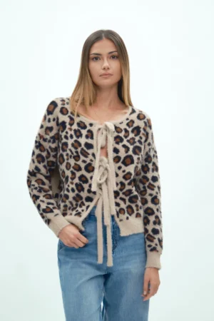 CARDIGAN CON LACCI MACULATO CON LUREX - DGF7001