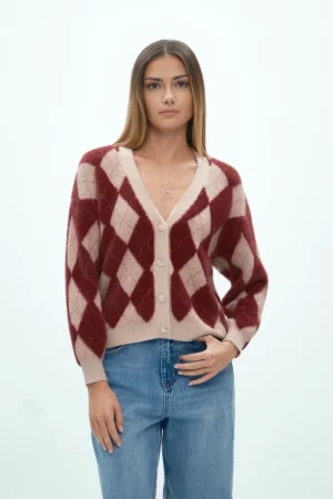 CARDIGAN ROMBI EFFETTO PELO - DGF7019