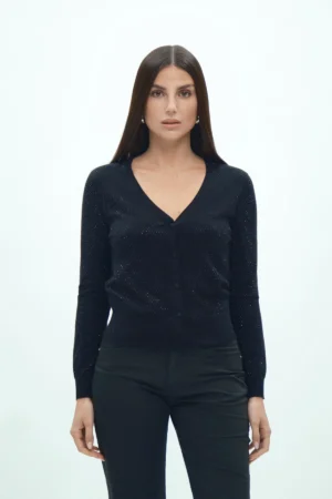 CARDIGAN CON STRASS IN TINTA VISCOSA FIN 12 - DGF7028