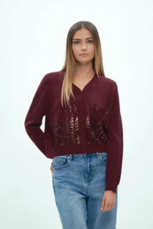 CARDIGAN PAILLETTES IN TINTA VISCOSA FIN 7 - DGF7031