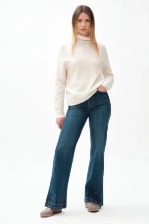 JEANS FLARE PALAZZO CON RICAMI LAV SCURO TEX COMF - DGF7330
