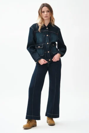 JEANS WIDE LEG AMPIO CON BACCHETTA LAVAGGIO ZERO - DGF7331