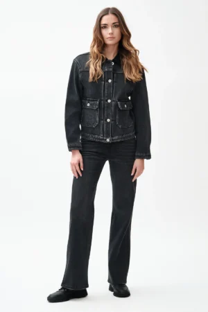 JEANS SARA FLARE PALAZZO BLACK SLAVATO TEX COMFORT - DGF7314