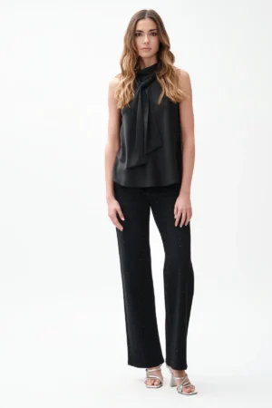JEANS FLARE PALAZZO BLACK CON STRASS TEX COMFORT - DGF7326