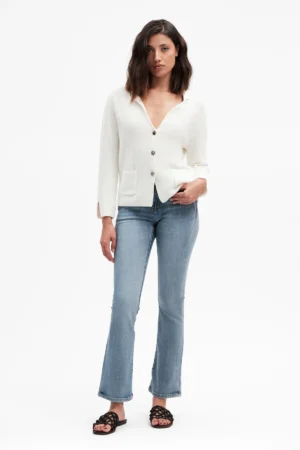 JEANS FLARE ZAMPA LAV CHIARO BOTTONE GIOIELLO - DGP7505
