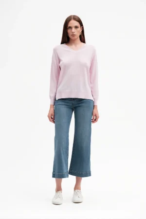 JEANS WIDELEG BERMUDONE LAV CHIARO BOT GIOIELLO - DGP7510