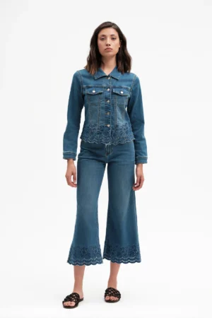 JEANS WIDELEG CON RICAMO - DGP7511