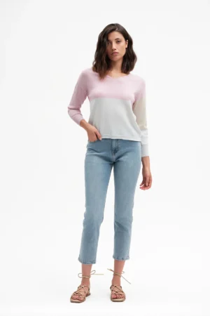 MAGLIA SCOLLO A V TRICOLORE LUREX - DGP7624