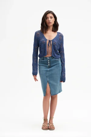 CARDIGAN LAVORATO CON LACCETTO - DGP7660