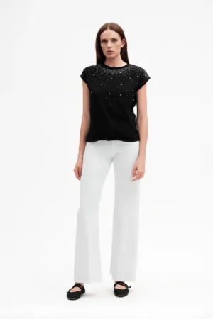 TSHIRT MEZZA MANICA AMPIA CON STRASS COTONE - DGP7823