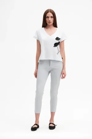 T-SHIRT MM SCOLLO A V AMPIA PAPAVERI - DGP7564