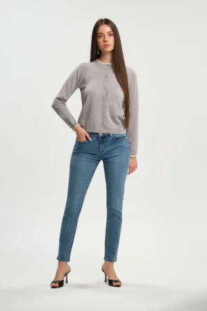 CARDIGAN PARICOLLO CON RICCETTI LYOCELL - DGP8411