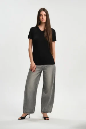 T-SHIRT MM SCOLLO A V PIZZO TENCEL - DGP8801