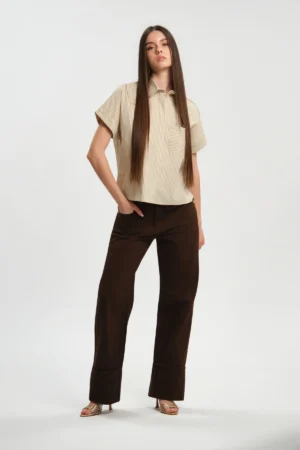 CAMICIA MEZZA MANICA TASCHINO RIGATA - DGP8892