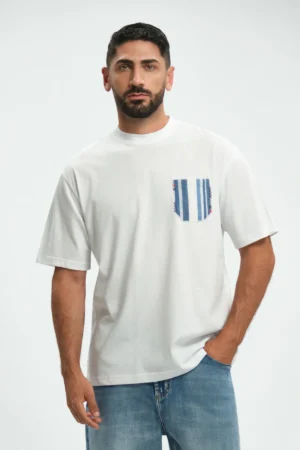 T-SHIRT MEZZA MANICA COTONE CON TASCHINO RIGATO - UGP5157